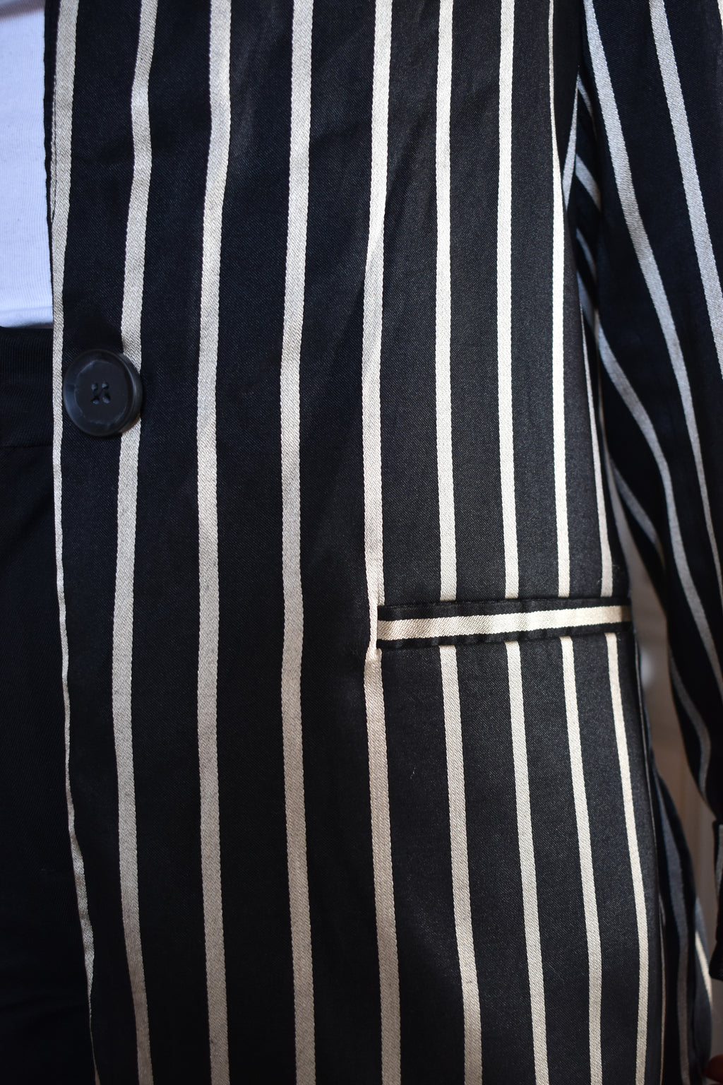 Blazer léger à rayures satinée (M)
