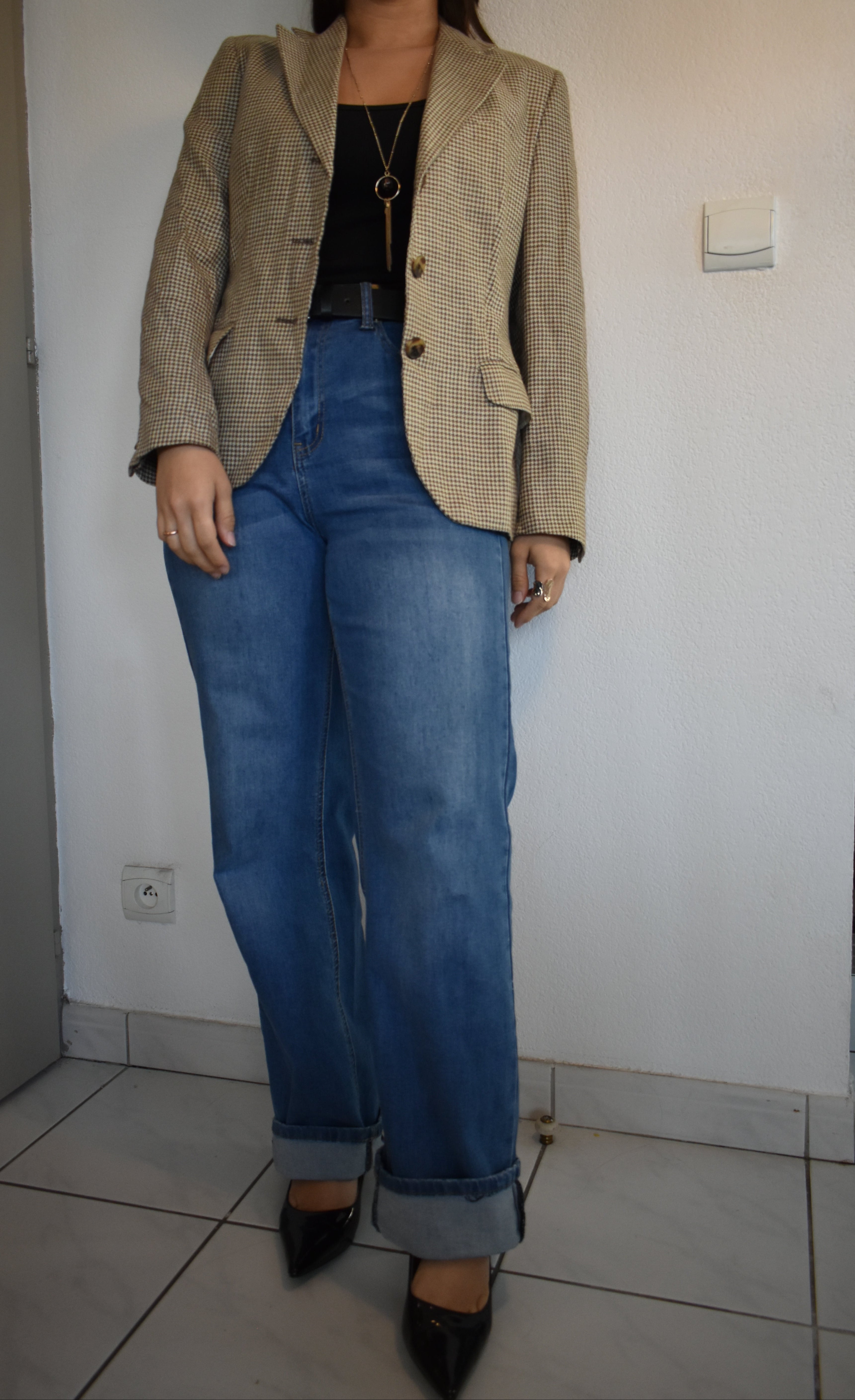 Veste vintage à carreaux (M)