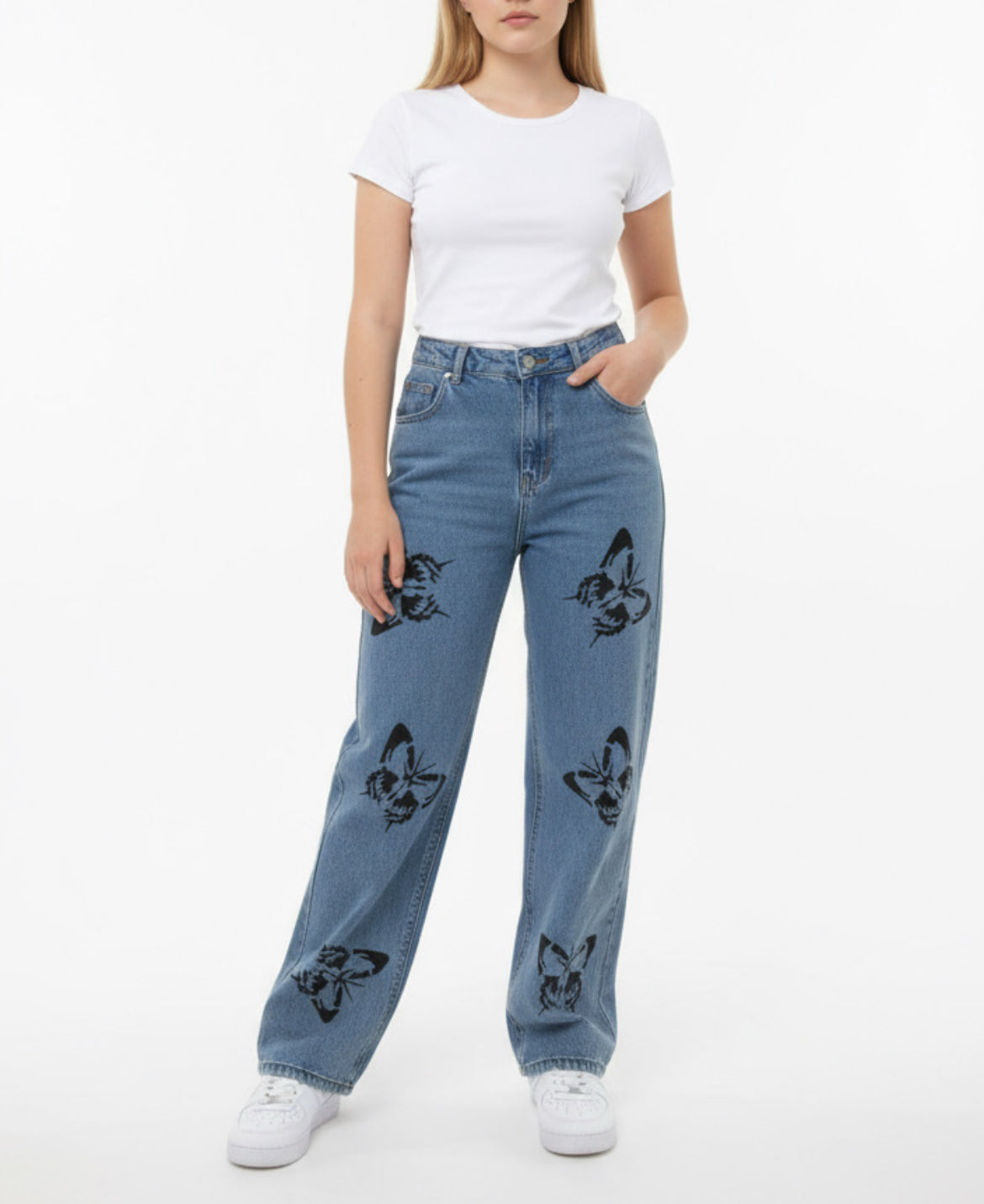 Jeans avec motifs papillon (S/M)