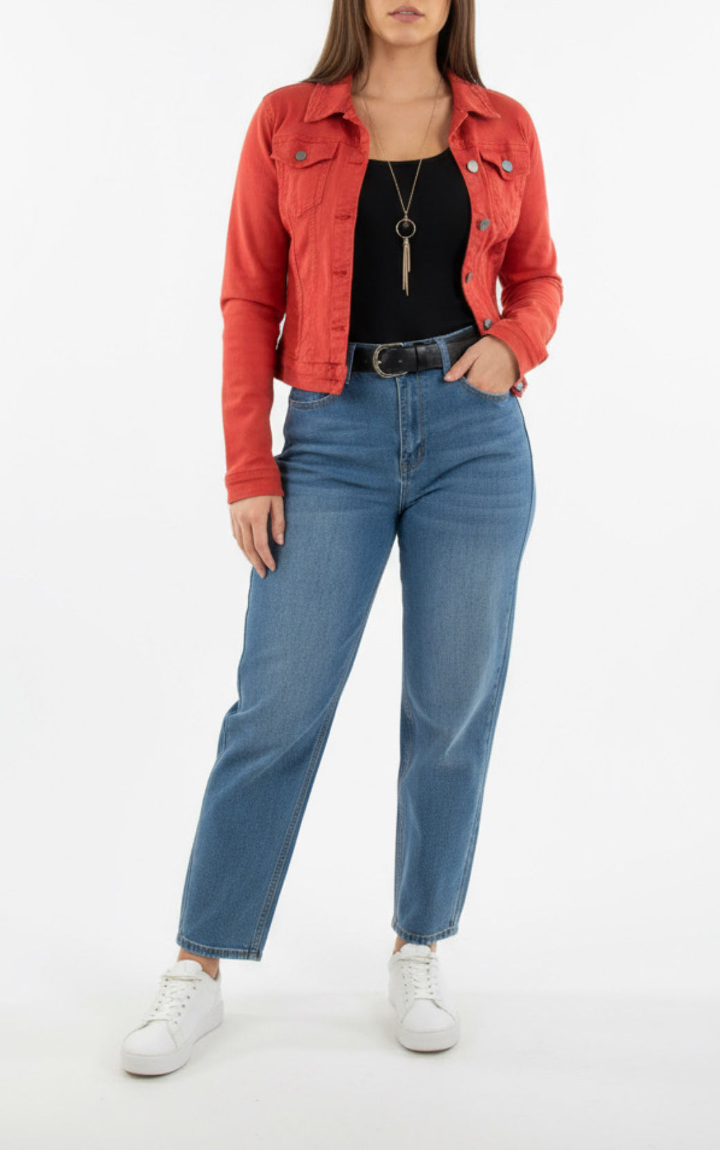 Veste en jeans rouge Nina Carter (L)